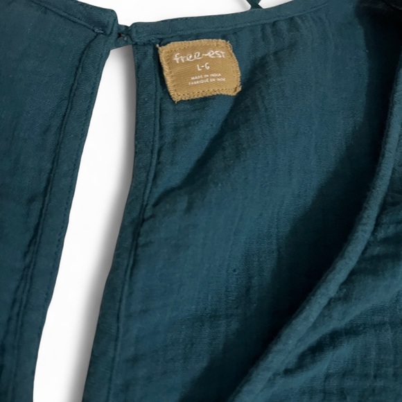 Free People Free-Est - So Lively Romper Teal Sapphire Draped Sleeves Ruffle L - Picture 3 of 3